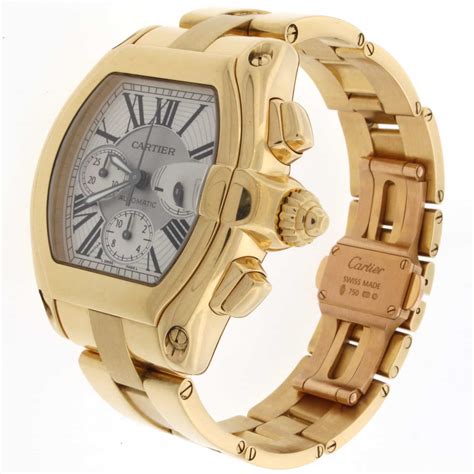 gold cartier mens watch|cartier 18k gold watch men.